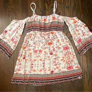 Blue Floral off-shoulder Dress Size Small